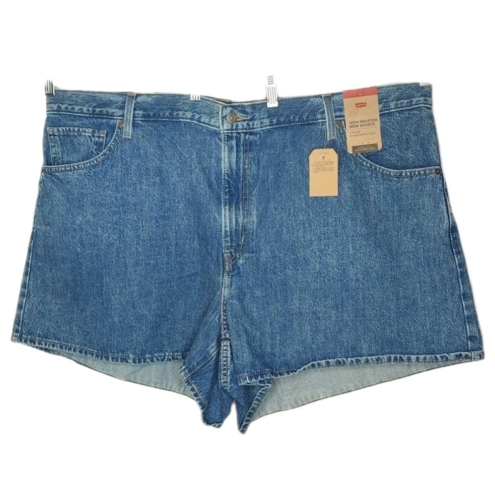 Levi's Mom Jean Shorts Blue Denim High Waisted Relaxed Fit Plus Sz 26W 48/4" New